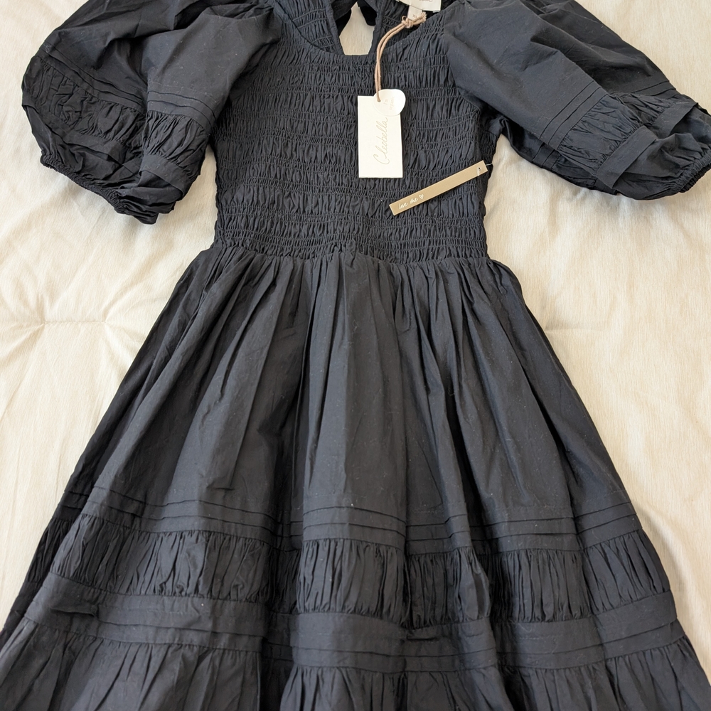 Cleobella Black Smocked Tiered Sundress